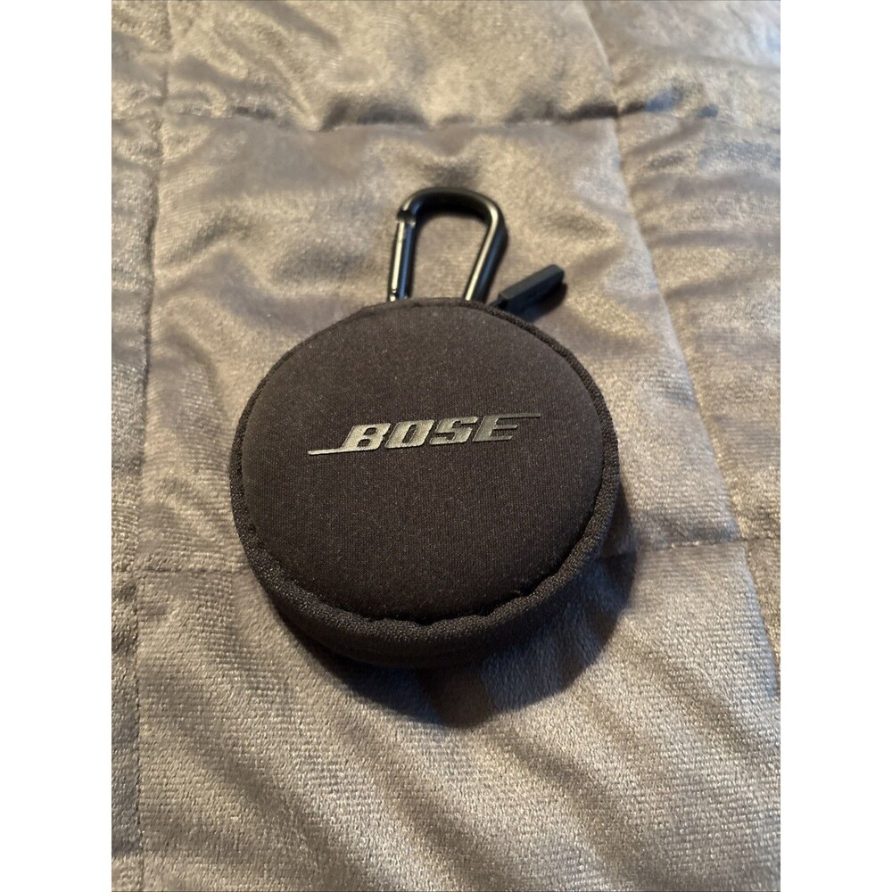 Bose Soundspot Earbuds Case Black Clip On Keychain Soft Shell Soft Inside Pocket